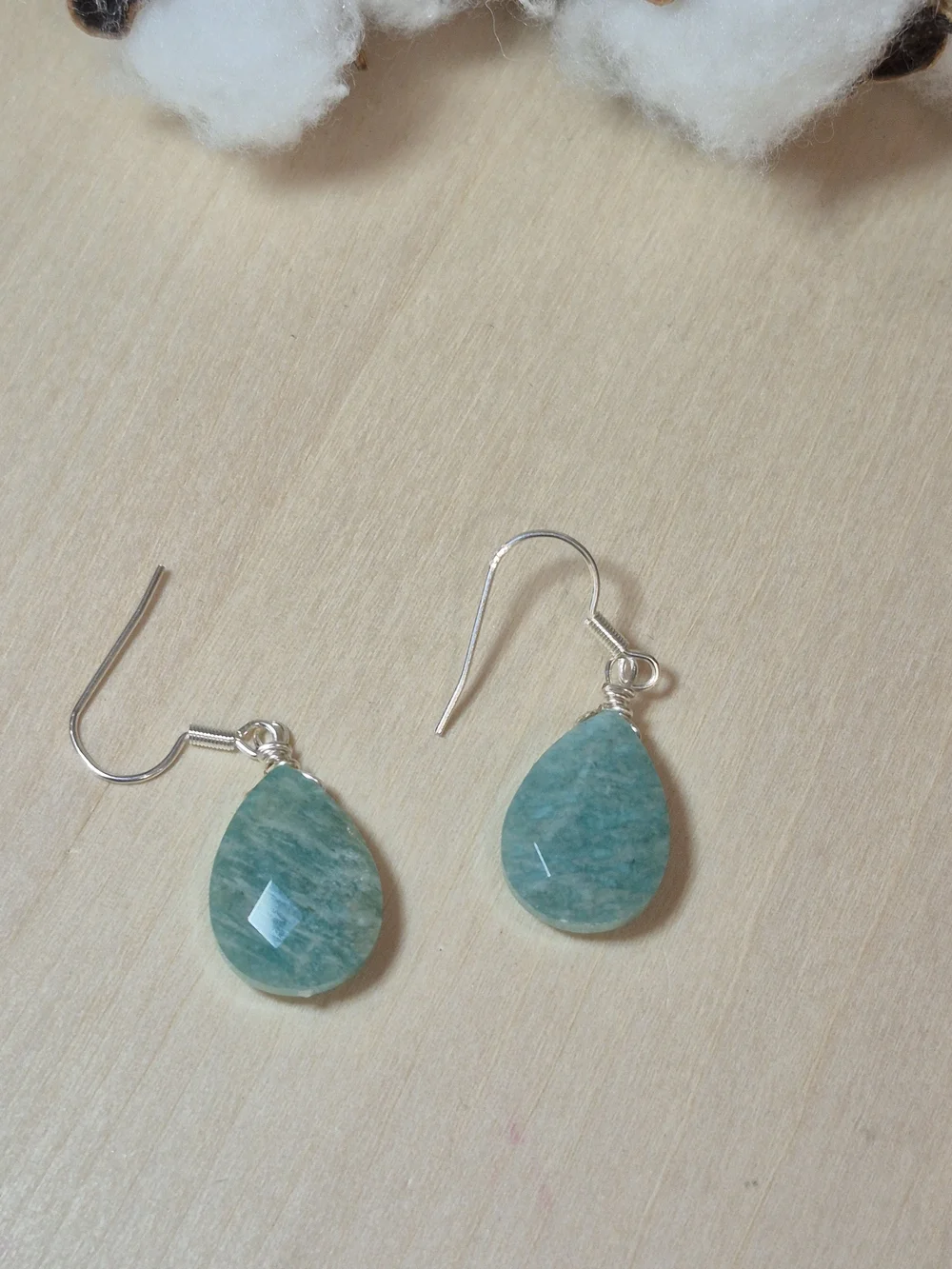 🩵🩵NEW🩵🩵 BEAUTIFUL!! Faceted AMZONITE Teardrop Dangle Earrings
